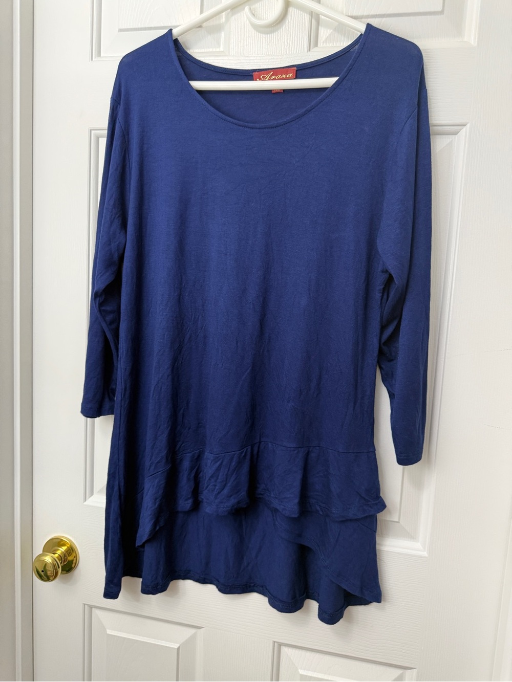 Women's Navy Ruffle Hem Tunic Top